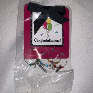 Celebration Wine Glass Charm Set of 4 Cheers Enjoy Celebrate Entertaining Gift